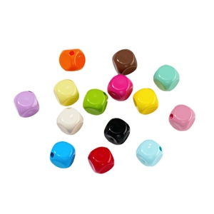 Colorful 10mm macaron acrylic square faceted beads for DIY jewelry making and crafts