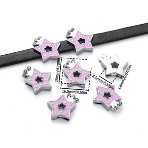 Detailed view of heart crown slider bead with pink enamel and sparkling rhinestones