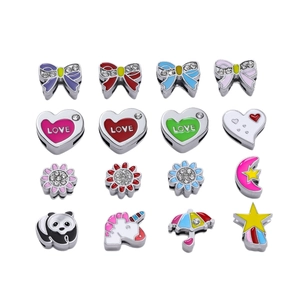 Assortimento di ciondoli in lega smaltata cuore arcobaleno unicorno per gioielli fai da te