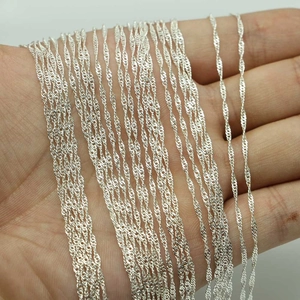 Colliers à chaîne à vagues d'argent poli avec fermoirs mousquetons pour bijoux DIY
