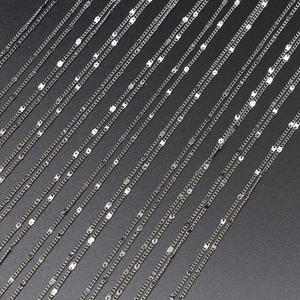 Variety of 1.25mm silver plated DIY necklace chains in multiple link styles and textures