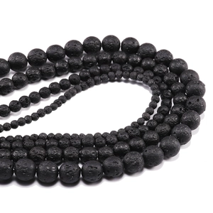 Perline Sciolte Tonde in Pietra Lavica Nera Naturale Perline in Roccia Vulcanica Porosa Smerigliata per Creazione Gioielli DIY