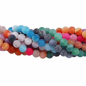 Frosted Crackle Agate Loose Beads Round Natural Stone Dragon Veins Agate Beads For DIY Bracelet Necklace Jewelry Making