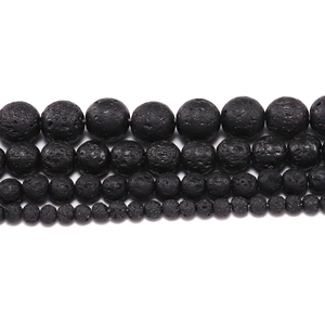 Perline in pietra lavica nera naturale in varie dimensioni per la creazione di gioielli DIY