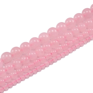 Natural rose quartz round beads in four different sizes with smooth polished finish