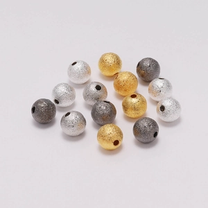 Perline Distanziatrici in Metallo Effetto Polvere di Stelle Smerigliate per Creazione Gioielli DIY Perle Sfuse a Sfera Rotonda Oro Argento Rodio Nero Lucido