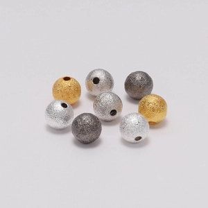 Perline distanziatrici tonde satinate in oro argento e grigio per creazione gioielli
