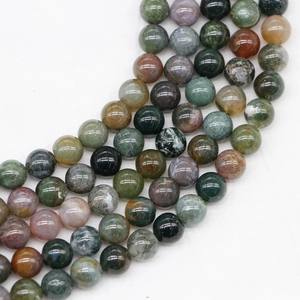 Polished natural Indian Agate round beads for DIY bracelet making, multi-color stone strands