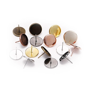 Base de Pendiente de Botón con Bandeja Redonda de Hierro Configuración de Cabujón para Hacer Pendientes DIY Accesorios de Joyería Hechos a Mano