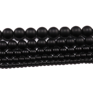 Natural black matte stone round beads for DIY jewelry in five different size gradients