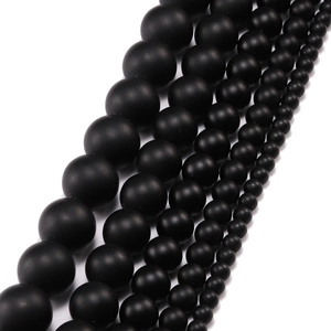 Black Frosted Glass Round Beads For DIY Bracelet Jewelry Making Matte Finish Loose Spacer Beads Various Sizes Accessory