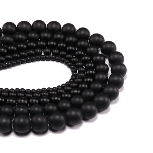 Natural black matte agate stone round beads for DIY bracelet making in various sizes