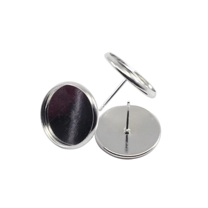 Componentes base para pendientes de metal plateado para creación de joyas DIY redondos