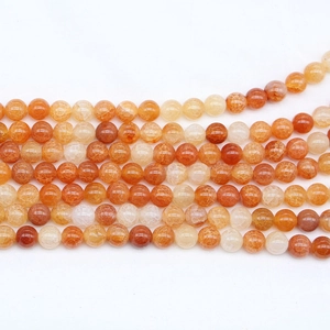 Polished orange dragon vein agate loose beads for DIY jewelry with natural cracked texture