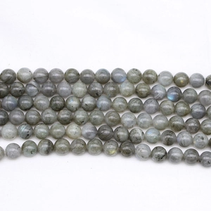 Perline tonde in labradorite naturale con brillanti riflessi ottici blu e verdi