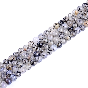 Cuentas redondas de ágata veta de dragón pulida para creación de joyas DIY y pulseras