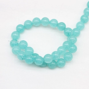 Natural light blue aquamarine chalcedony round loose beads for DIY jewelry making