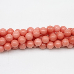 Polished translucent peach pink natural stone round beads for DIY jewelry making