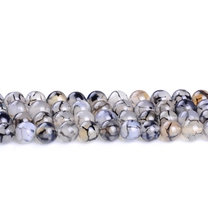Cuentas de ágata natural veta de dragón para joyería con patrones grises y negros