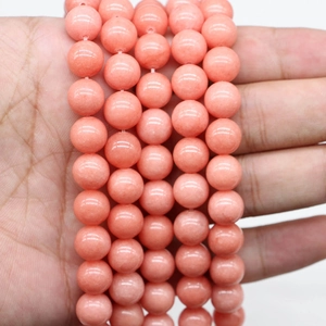 Natural peach pink gemstone round beads for DIY jewelry making and bracelets