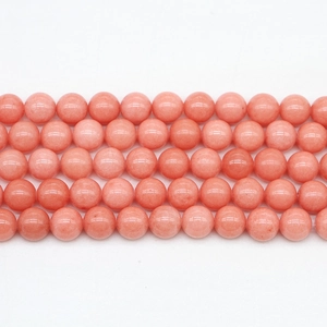 Natural Stone Round Loose Beads Salmon Pink Polished Gemstone Beads For DIY Jewelry Making Bracelet Necklace Strand