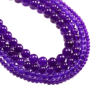 Polished natural amethyst round beads in various sizes for DIY jewelry bracelets