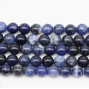 Polished natural blue sodalite round beads with unique stone patterns for DIY jewelry making