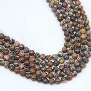Perles rondes en jaspe peau de léopard rouge naturel pour création de bijoux DIY