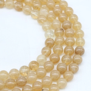 Perle tonde in quarzo rutilato giallo naturale per bracciali e collane fai-da-te
