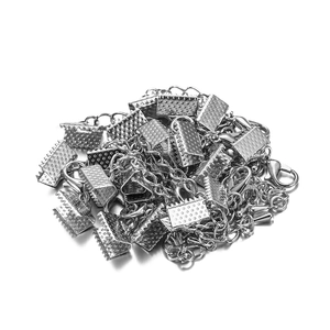 Zilveren karabijnsluiting set met lintklemmen en verlengketting voor DIY sieraden maken