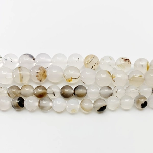 Natürliche Moosachat-Rundperlen mit schwarzen Mustern für DIY-Schmuckarmbänder