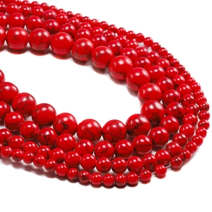 Vibrant red turquoise stone round beads in multiple sizes for DIY jewelry making