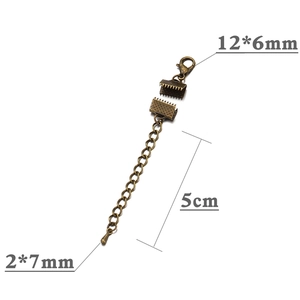 Bronzen karabijnsluiting set met lintklemmen en 5cm verlengketting voor doe-het-zelf sieraden