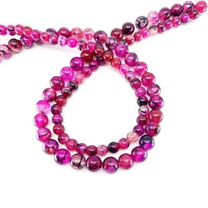 Pink dragon vein agate beads with black spiderweb patterns for DIY jewelry making