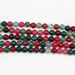 Veelkleurige Natuurlijke Agaat Steen Kralen Ronde Losse Kralen Drakenader Gepolijst Gebarsten Kralen Voor Sieraden Maken DIY Armband