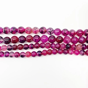 Fili di perle rotonde in agata venata di drago rosa per creazione di gioielli fai da te
