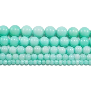 Natural Chalcedony Round Beads Mint Green Loose Stone Smooth Polished Beads For DIY Jewelry Making Bracelet Necklace Crafts