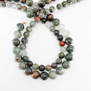 Natural Garden Quartz beads featuring colorful green and red mineral inclusions