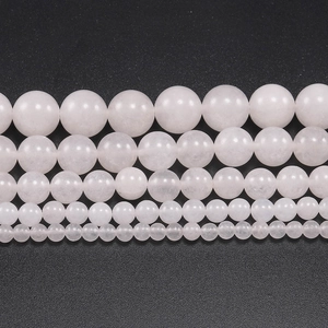 Polished light pink chalcedony loose beads for DIY bracelets in 5 assorted sizes