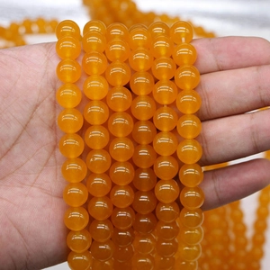 Polished natural yellow chalcedony round beads for DIY bracelet jewelry making