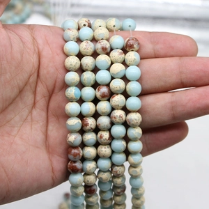 Natural blue snakeskin jasper round loose beads for DIY handmade jewelry bracelets
