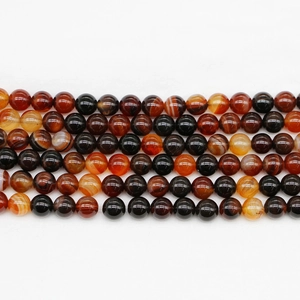 Natural sardonyx agate round beads with vibrant striped textures for DIY jewelry making