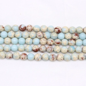 Natural sea sediment jasper round beads with colorful marble texture for DIY jewelry