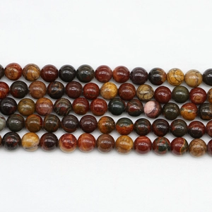 Polished natural Red Jasper round beads strand with artistic stone vein patterns