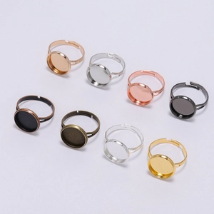 Adjustable vintage DIY ring base trays in 8 metallic colors for jewelry making