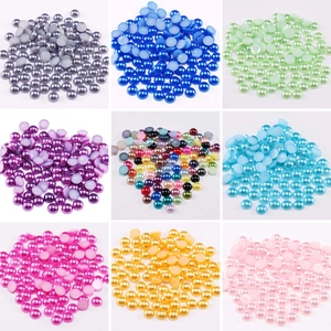 Perlas planas de media luna en nueve colores vibrantes para manicura y manualidades DIY