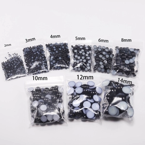 Semiperlas negras de ABS con reverso plano para manualidades y joyas, de 2mm a 14mm