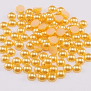 Semiperlas doradas de ABS con reverso plano y acabado brillante para joyería DIY