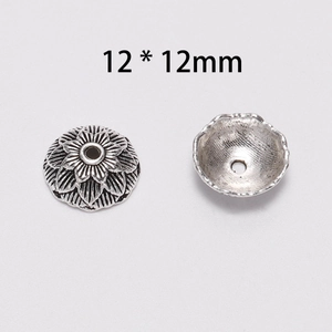 Antique silver flower spacer bead caps for DIY jewelry making 12x12mm metal parts