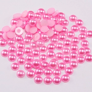 Medias perlas rosa brillante de ABS con parte posterior plana para uñas y joyería DIY